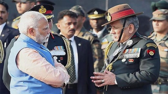 Prime Minister Narendra Modi with then Indian Army Chief General Bipin Rawat 