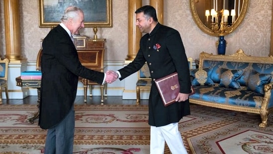 London: Indian High Commissioner to the UK Vikram Doraiswami presents his credentials to King Charles III at Buckingham Palace in London.