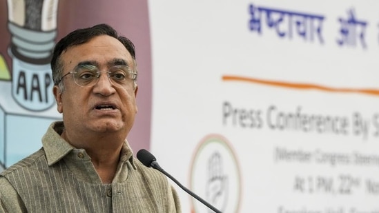Senior Congress leader Ajay Maken addresses a press conference.(PTI file) Senior Congress leader Ajay Maken addresses a press conference.(PTI file)
