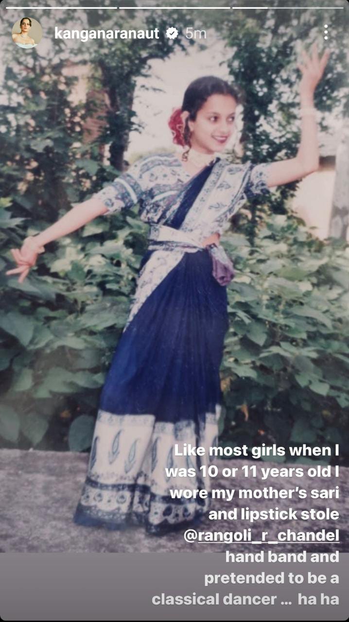 Kangana Ranaut shares childhood pic of her dressed in mom's saree, says