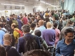 A crowd of passengers was seen at the International Immigration counter of IGI airport, in New Delhi. A crowd of passengers was seen at the International Immigration counter of IGI airport, in New Delhi.