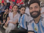 Mouni Roy and her husband Suraj Nambiar seen hanging out with rumoured couple Manushi Chhillar and Nikhil Kamath at the FIFA World Cup match in Qatar on Friday. Mouni Roy and her husband Suraj Nambiar seen hanging out with rumoured couple Manushi Chhillar and Nikhil Kamath at the FIFA World Cup match in Qatar on Friday.