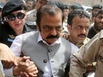 Pakistan Interior Minister Rana Sanaullah Khan was accused in narcotics case.(AP) Pakistan Interior Minister Rana Sanaullah Khan was accused in narcotics case.(AP)