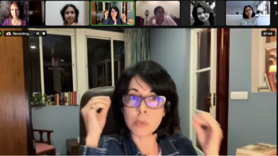 Ira Mulkhoty talks to an IIM Book Club. Ira Mulkhoty talks to an IIM Book Club.