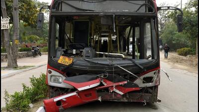 A mangled DTC low floor bus. In 2021, 1,239 people lost their life in 2,016 road accidents in New Delhi. In 2020, 1,196 peopled died in 1,163 road accidents in the city. (Representative Image/HT Archive) A mangled DTC low floor bus. In 2021, 1,239 people lost their life in 2,016 road accidents in New Delhi. In 2020, 1,196 peopled died in 1,163 road accidents in the city. (Representative Image/HT Archive)