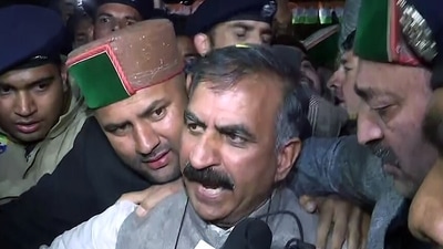 Congress leader Sukhvinder Singh Sukhu speaks to the media. (ANI ) Congress leader Sukhvinder Singh Sukhu speaks to the media. (ANI )