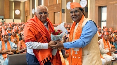 "Today, a BJP MLAs meeting was held to choose the Party leader, and they have all chosen me," Bhupendra Patel said after the meeting. (ANI) "Today, a BJP MLAs meeting was held to choose the Party leader, and they have all chosen me," Bhupendra Patel said after the meeting. (ANI)