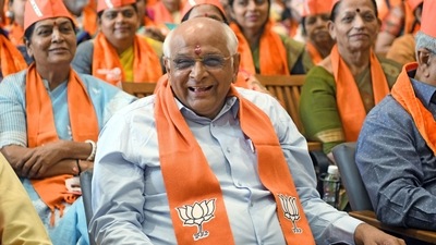 Bhupendra Patil further spoke about his commitment to serve the state and said, "Under the leadership of PM Modi and Amit Shah, BJP will work again for the people of the state". (ANI) Bhupendra Patil further spoke about his commitment to serve the state and said, "Under the leadership of PM Modi and Amit Shah, BJP will work again for the people of the state". (ANI)