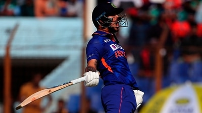India's Ishan Kishan celebrates scoring a century during the third one day international cricket match between Bangladesh and India in Chittagong (AP) India's Ishan Kishan celebrates scoring a century during the third one day international cricket match between Bangladesh and India in Chittagong (AP)