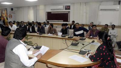 Councillors of various wards of Ghaziabad meet Ritu Suha, additional district magistrate, to discuss the issues in reservation of wards, at district magistrate office auditorium in Ghaziabad on Saturday. (Sakib Ali/HT Photo) Councillors of various wards of Ghaziabad meet Ritu Suha, additional district magistrate, to discuss the issues in reservation of wards, at district magistrate office auditorium in Ghaziabad on Saturday. (Sakib Ali/HT Photo)