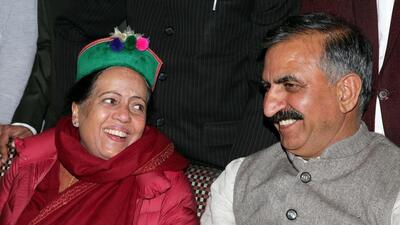 Himachal Pradesh Congress chief Pratibha Singh and her predecessor Sukhwinder Singh Sukhu after the Congress Legislature Party meeting in Shimla on Friday. (ANI Photo) Himachal Pradesh Congress chief Pratibha Singh and her predecessor Sukhwinder Singh Sukhu after the Congress Legislature Party meeting in Shimla on Friday. (ANI Photo)