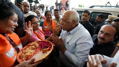 "Once again, the people of Gujarat have supported the leadership of Prime Minister Narendra Modi", Bhupendra Patil added. (AP) "Once again, the people of Gujarat have supported the leadership of Prime Minister Narendra Modi", Bhupendra Patil added. (AP)
