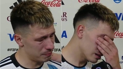 Argentina star cries inconsolably after World Cup quarter-final win Argentina star cries inconsolably after World Cup quarter-final win