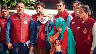 Poonam and her son Deepak were arrested in Trilokpuri on November 27 for allegedly murdering her husband Anjan Das in May and chopping his body into 10 pieces. They allegedly disposed of the body parts at an open field in Kalyanpuri known as Ramlila ground. (HT Photo) Poonam and her son Deepak were arrested in Trilokpuri on November 27 for allegedly murdering her husband Anjan Das in May and chopping his body into 10 pieces. They allegedly disposed of the body parts at an open field in Kalyanpuri known as Ramlila ground. (HT Photo)