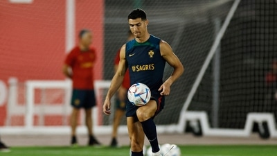 Portugal's Cristiano Ronaldo during training (REUTERS)