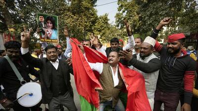 Samajwadi Party workers celebrate the Mainpuri by-election result. (FILE PHOTO) Samajwadi Party workers celebrate the Mainpuri by-election result. (FILE PHOTO)