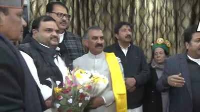 Sukhwinder Singh Sukhu with other Congress leaders. (ANI)