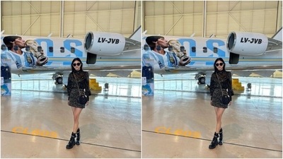Mouni visited Maradona exhibition in a sleek black short dress as she slayed travel fashion goals like a pro. (Instagram/@imouniroy) Mouni visited Maradona exhibition in a sleek black short dress as she slayed travel fashion goals like a pro. (Instagram/@imouniroy)