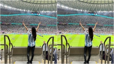 Mouni also watched the match live. In Argentina jersey, she portrayed her love for her favourite team. (Instagram/@imouniroy) Mouni also watched the match live. In Argentina jersey, she portrayed her love for her favourite team. (Instagram/@imouniroy)