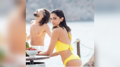 Deepika Padukone posted a new still from her next film Pathaan in a stunning yellow bikini (Instagram) Deepika Padukone posted a new still from her next film Pathaan in a stunning yellow bikini (Instagram)