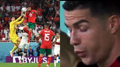 The goal was similar to the kind of headers that Ronaldo has scored from so many times in his career (Getty/Twitter) The goal was similar to the kind of headers that Ronaldo has scored from so many times in his career (Getty/Twitter)