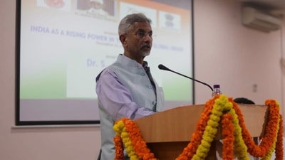 External affairs minister S Jaishankar speaking at Banaras Hindu University. (Twitter/@DrSJaishankar) External affairs minister S Jaishankar speaking at Banaras Hindu University. (Twitter/@DrSJaishankar)