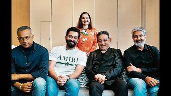 Anupama Chopra at a roundtable in Chennai with Gautham Menon, Prithviraj Sukumaran, Kamal Haasan and SS Rajamouli. (Courtesy Film Companion)