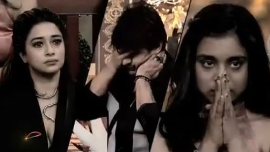 A still from the promo of Bigg Boss 16 featuring Shalin Bhanot, Tina Datta and Sumbul Touqeer.