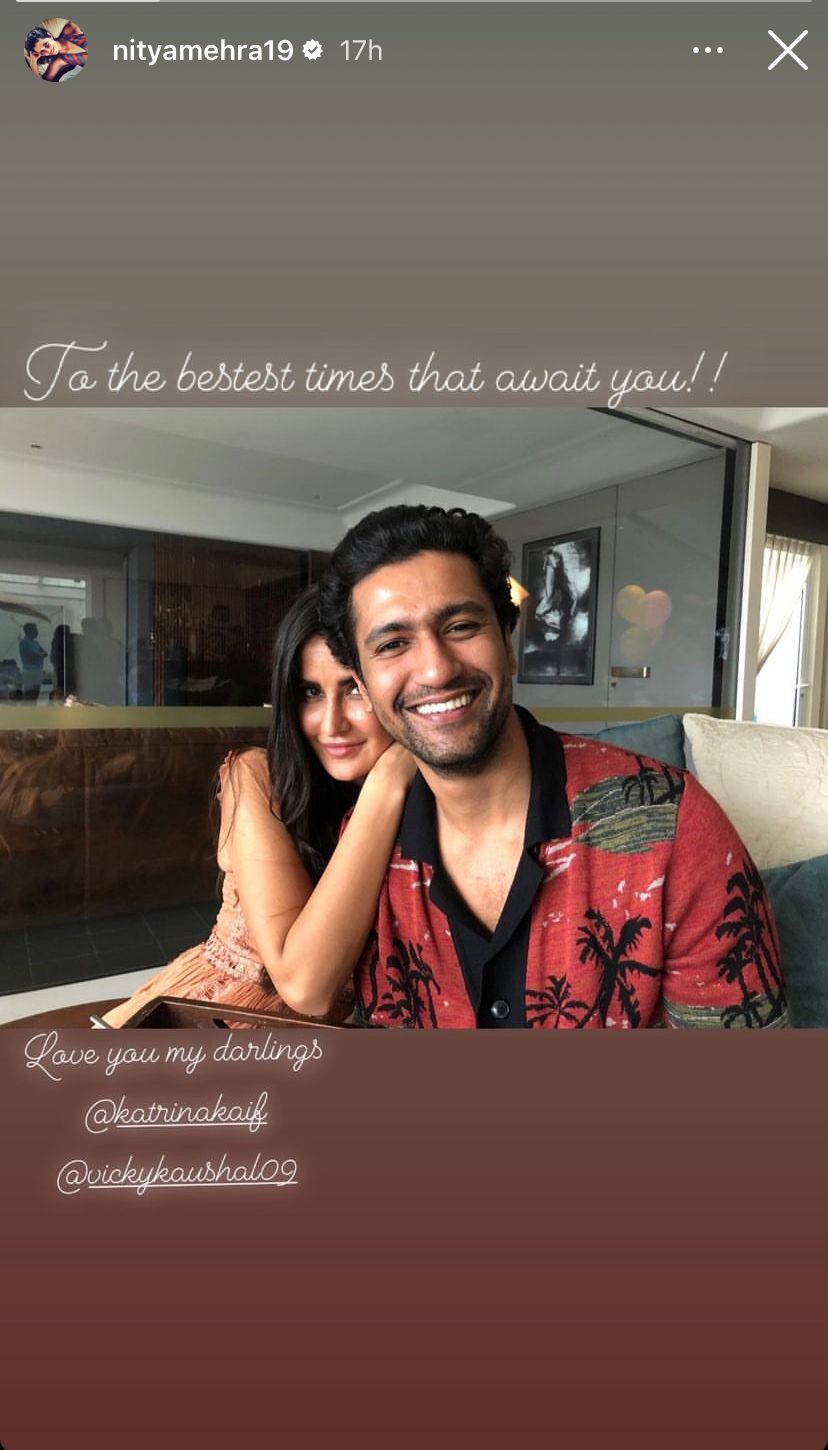 Nitya Mehra extends warm wishes to Katrina Kaif and Vicky Kaushal on their first wedding anniversary.