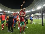 Morocco's players celebrate after winning the World Cup quarterfinal soccer match between Morocco and Portugal, at Al Thumama Stadium in Doha, Qatar, Saturday, Dec. 10, 2022. (AP Photo/Martin Meissner)(AP) Morocco's players celebrate after winning the World Cup quarterfinal soccer match between Morocco and Portugal, at Al Thumama Stadium in Doha, Qatar, Saturday, Dec. 10, 2022. (AP Photo/Martin Meissner)(AP)