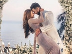 Sonarika Bhadoria and Vikas Parashar at their engagement ceremony.