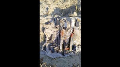 A cache of arms and ammunition, including two AK-47 assault rifles, was recovered by the Border Security Force (BSF) on Sunday along the India-Pakistan International Border in Ferozepur. (Twitter/@BSF_India)