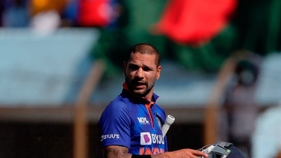 India's Shikhar Dhawan walks back to the pavilion after his dismissal during the third one day international cricket match between Bangladesh and India in Chittagong, Bangladesh, Saturday, Dec. 10, 2022. (AP Photo/Surjeet Yadav) (AP) India's Shikhar Dhawan walks back to the pavilion after his dismissal during the third one day international cricket match between Bangladesh and India in Chittagong, Bangladesh, Saturday, Dec. 10, 2022. (AP Photo/Surjeet Yadav) (AP)