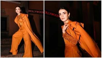 On the second day of the screening of Sanaa at the Tallin Black Nights Film Festival in Estonia, Europe the gorgeous Radhika Madan donned a chic tangerine outfit. (Instagram/@radhikamadan) On the second day of the screening of Sanaa at the Tallin Black Nights Film Festival in Estonia, Europe the gorgeous Radhika Madan donned a chic tangerine outfit. (Instagram/@radhikamadan)