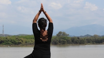 Vrikshasana or tree pose of Yoga (Twitter/soulsaanch) Vrikshasana or tree pose of Yoga (Twitter/soulsaanch)
