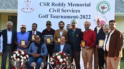In the serving officers’ segment, Rupinder Singh (PPS) was declared as the winner in the gross category, while Aditya Gupta (PCS) was the runner-up in the CSR Reddy Memorial Civil Services Golf Meet held at the Chandigarh Golf Range. (Keshav Singh/HT) In the serving officers’ segment, Rupinder Singh (PPS) was declared as the winner in the gross category, while Aditya Gupta (PCS) was the runner-up in the CSR Reddy Memorial Civil Services Golf Meet held at the Chandigarh Golf Range. (Keshav Singh/HT)