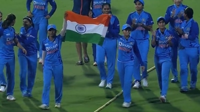 India Women celebrate with a victory lap. (Twitter) India Women celebrate with a victory lap. (Twitter)