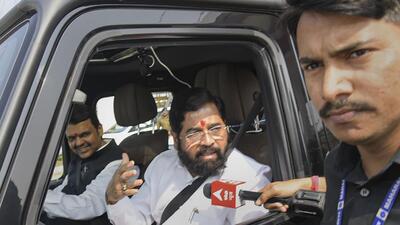 Nagpur: Maharashtra Chief Minister Eknath Shinde with Deputy Chief Minister Devendra Fadnavis speaks with the media during his visit to inspect the Mumbai-Nagpur Samruddhi Expressway, in Nagpur, Sunday, Dec. 4, 2022. Prime Minister Narendra Modi will inaugurate the expressway on December 11. (PTI Photo)(PTI12_04_2022_000218B) (PTI) Nagpur: Maharashtra Chief Minister Eknath Shinde with Deputy Chief Minister Devendra Fadnavis speaks with the media during his visit to inspect the Mumbai-Nagpur Samruddhi Expressway, in Nagpur, Sunday, Dec. 4, 2022. Prime Minister Narendra Modi will inaugurate the expressway on December 11. (PTI Photo)(PTI12_04_2022_000218B) (PTI)