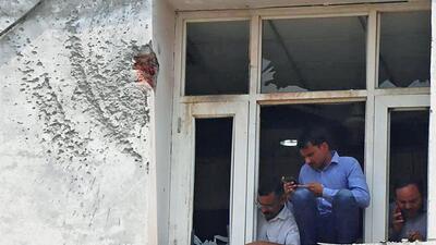 Windows are seen broken after a low-intensity blast took place at Sarhali police station, in Tarn Taran on Saturday. Bomb disposal squads of the Punjab Police, meanwhile, defused the RPG near Harike headworks amid high security. (ANI)