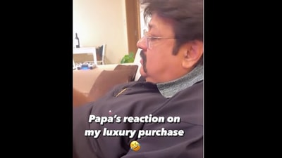 Woman shows her father's reaction on her luxury purchase. (Instagram/@Kritika Sharma) Woman shows her father's reaction on her luxury purchase. (Instagram/@Kritika Sharma)
