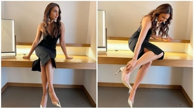 Rakul Preet Singh dropped the latest pictures of herself dressed in a black bodycon dress. (Instagram ) Rakul Preet Singh dropped the latest pictures of herself dressed in a black bodycon dress. (Instagram )