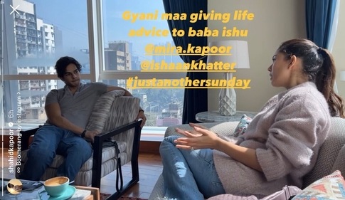 Ishaan Khatter and Mira Rajput in her Worli home on Sunday. Ishaan Khatter and Mira Rajput in her Worli home on Sunday.