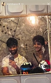 Shahid Kapoor and Ishaan Khatter after their the morning bike ride on Sunday. Shahid Kapoor and Ishaan Khatter after their the morning bike ride on Sunday.