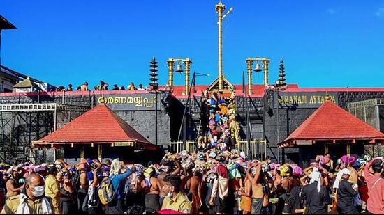 After the HC directive, the temple board extended the Sabarimala “darshan” timings to one more hour and decided to limit the virtual queue booking to 80,000 pilgrims a day (PTI)