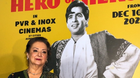 Saira Banu at an event Dilip Kumar Hero of Heroes.(PTI)