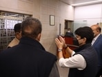 Jyotiraditya Scindia at Delhi airport. Jyotiraditya Scindia at Delhi airport.