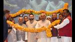 Chief minister Nitish Kumar with deputy chief minister Tejashwi Prasad Yadav in Nalanda on Monday. (Santosh Kumar/HT Photo) Chief minister Nitish Kumar with deputy chief minister Tejashwi Prasad Yadav in Nalanda on Monday. (Santosh Kumar/HT Photo)