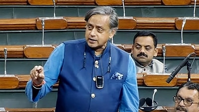 Congress MP Shashi Tharoor speaks in Lok Sabha during the Winter Session of Parliament on Monday. (ANI) Congress MP Shashi Tharoor speaks in Lok Sabha during the Winter Session of Parliament on Monday. (ANI)