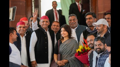 Akhilesh was in Delhi on the occasion of his wife Dimple Yadav taking oath as the Lok Sabha MP from Mainpuri (PTI)