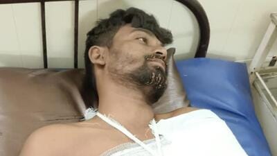 Bus driver Chainu Kailas Thakur at Khalapur rural hospital (HT Photo)